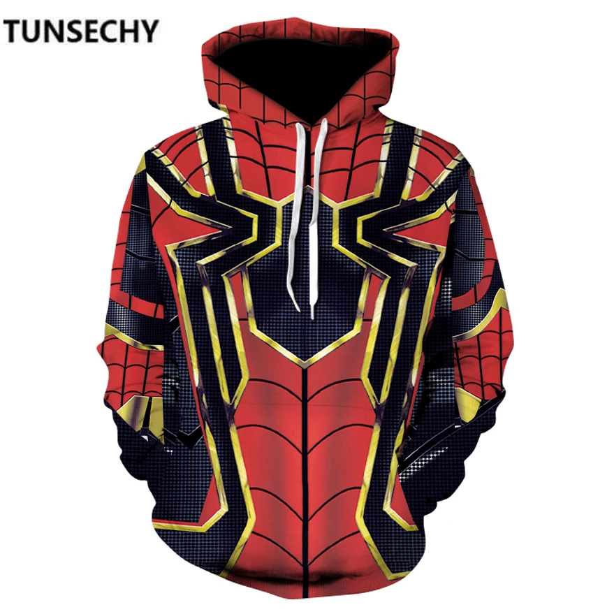 

TUNSECHY 2019 Men hoodies Fashion men Spiderman 3D print Hoodies Streetwear Casual Sweatshirt Size S-XXXL Free transportation