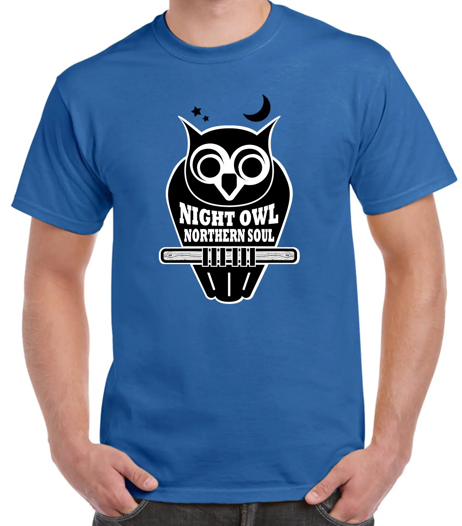 Night Owl Northern Soul Logo Men's T-Shirt O-Neck Oversize Style Tee Shirts Styles | Мужская одежда