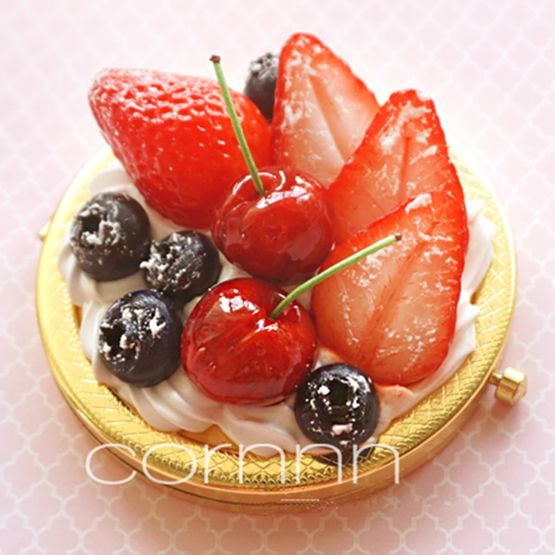 

Original Handmade Sweet System Strawberry Renegade Cherry Cream Fruits Naked Cake Fold With One Makeup Mirror