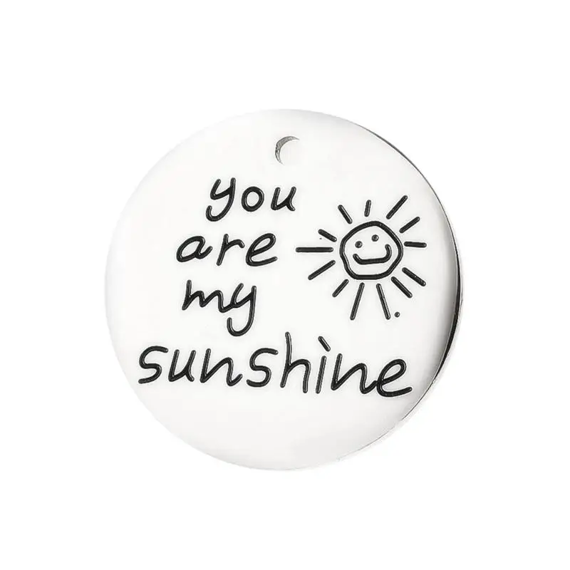KBLC180021W2 25 мм нержавеющая сталь Подвеска Шарм для изготовления ювелирных изделий Полированная зеркальная Плоская Круглая двухсторонняя цвет кулон с надписью - Окраска металла: KBLC180021W2