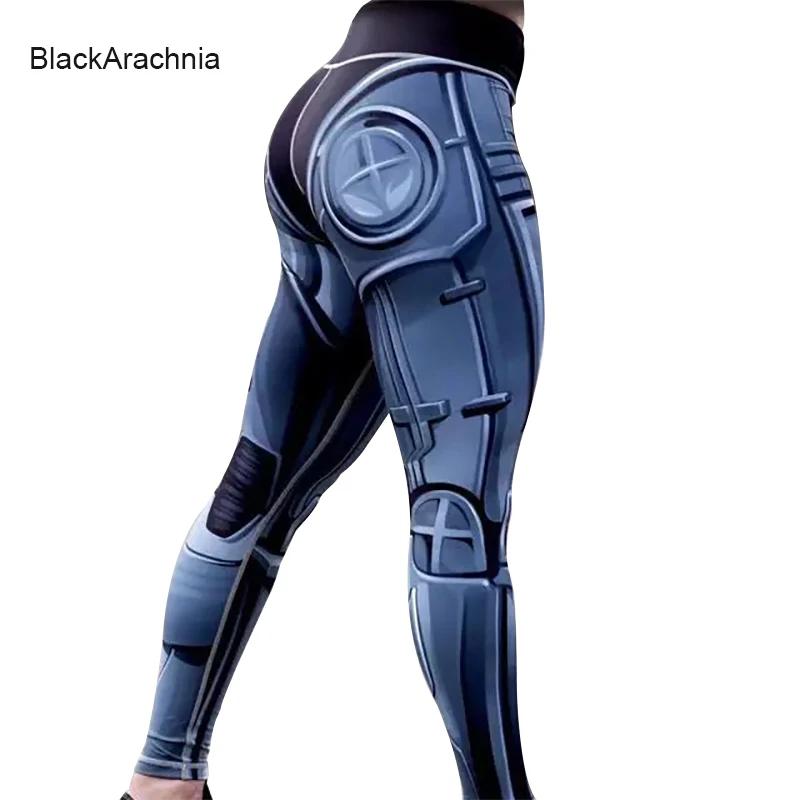 

BlackArachnia 2019 New Fashion Sports Fitness Leggings Steel 3D Pattern Printed Yoga Leggings High Quality High Waist Yoga Pants