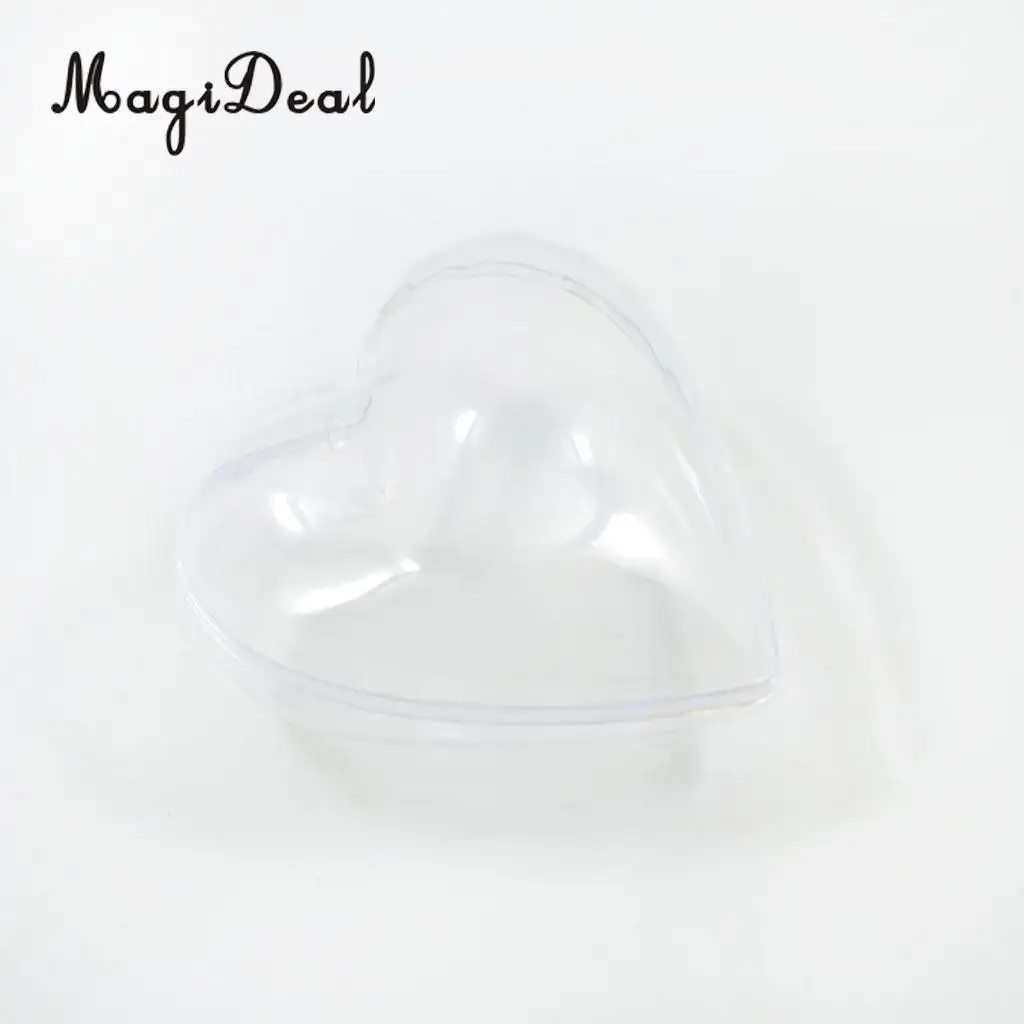 5pcs 8cm Hanging Clear Heart Plastic Baubles Ornaments Home Christmas Wedding Party Decoration DIY Personalize Gift Candy Box