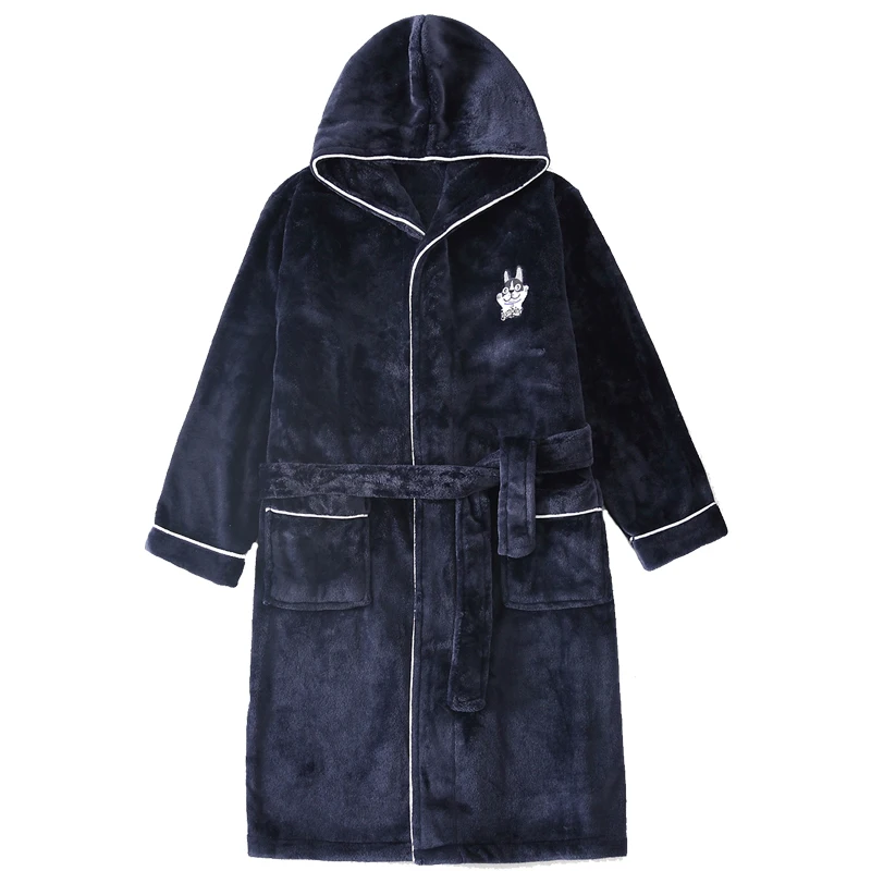 Online New Arrival Winter Bathrobe for Children Flannel Warm Lengthen Robe Thicken Hooded Dressing Gown Girl Boys Coral Velvet Pajamas