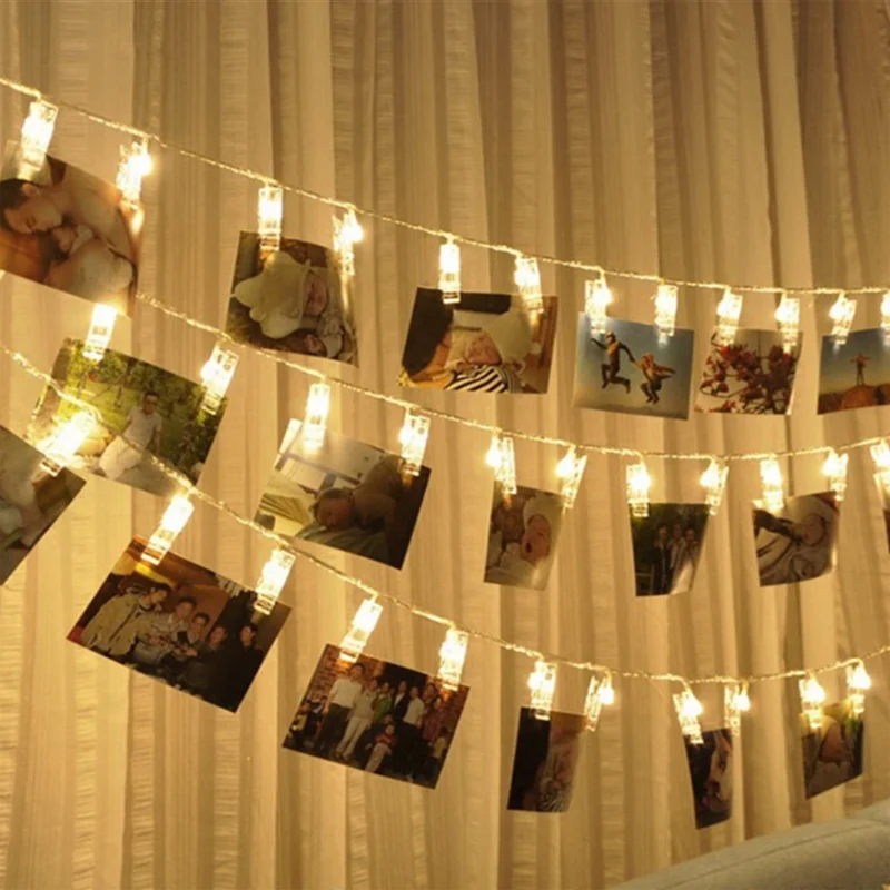 

20 30 LEDS Card Photo Clip String Lights Battery Operated Crystal Christmas Party Wedding Fairy Lamp Home Decorative LED Lights