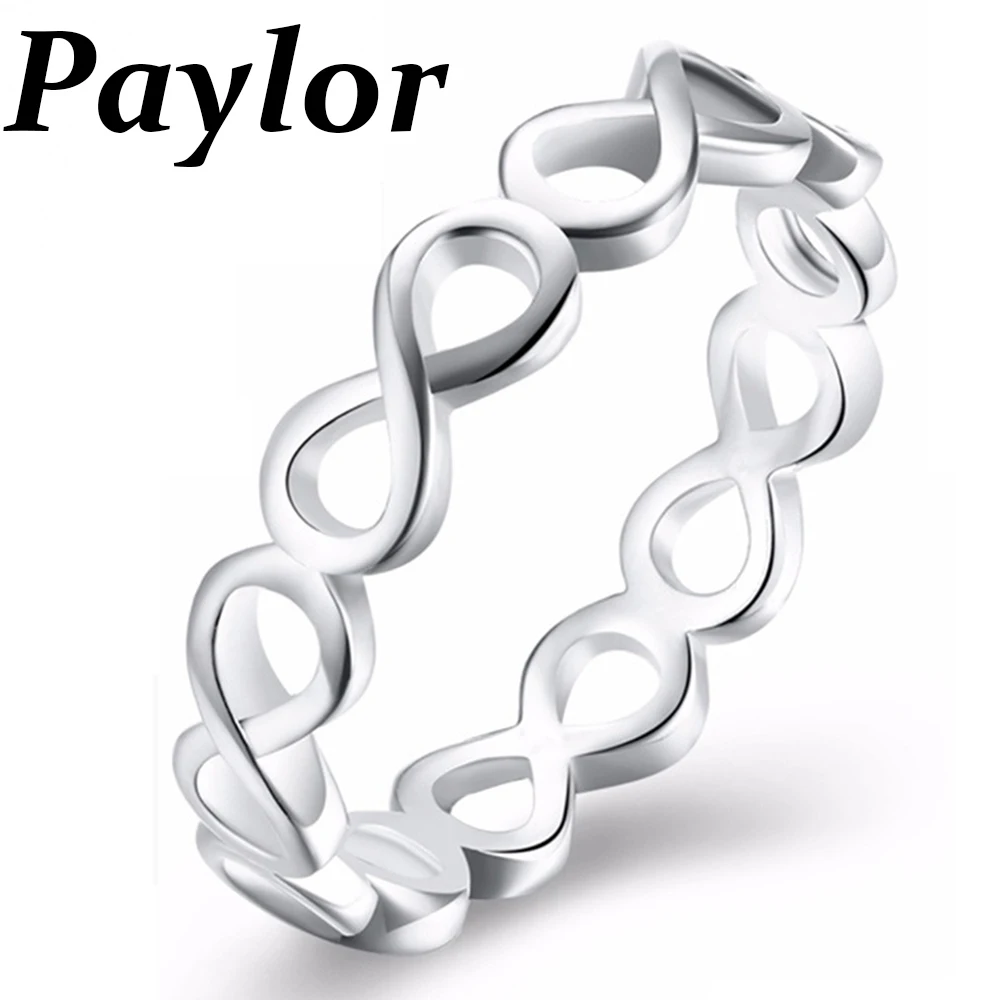 Paylor Новое модное кольцо бесконечности серебряного цвета 8 форма Любовь кольцо штабелируемое кольцо для женщин Свадебные украшения