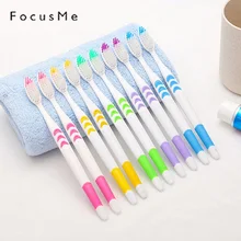 FocusMe 10 шт. уход за зубами и деснами мягкая нано зубная щетка двойная Ультрамягкая зубная щетка для взрослых Чистка гигиена полости рта