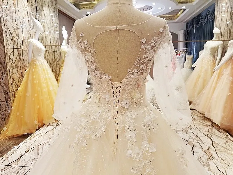 2017; Robe De Mariage Роскошные Кружево Кристаллы Аппликации Белый Свадебное платье Половина рукава реальное изображение индивидуальный заказ Vestido