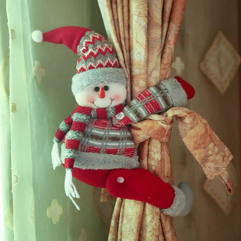

EACH PARTY Navidad 2018 Santa Claus Snowman Curtain Buckle Christmas Decorations For Home Christmas Elk New Year Window Dressing