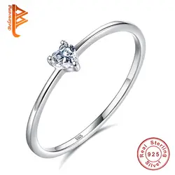 BELAWANG стерлингового серебра 925 светящееся простое кольцо на палец обручальные кольца с сердечками для женщин Свадебные обручальные