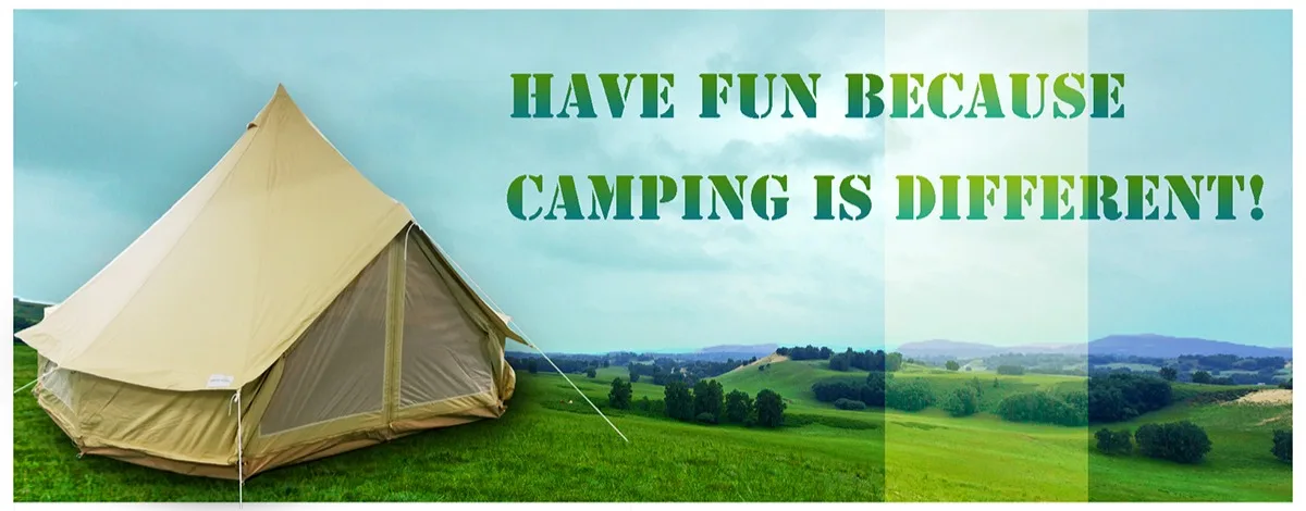 DANCHEL OUTDOOR 4 Season Canvas Yurt Tent With Waterproof Rain Fly Bell Tent Cover For 4 Person Camping, 4m/13ft Khaki