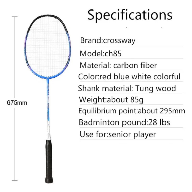 Raqueta de bádminton 2018 peso ligero bádminton 28LBS deportes bádminton raqueta 100% raqueta de Bádminton de carbono con bolsa