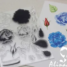 Alinaccraft прозрачные штампы, многослойные цветы розы, скрапбукинг, бумага для скрапбукинга, ремесло, силиконовый резиновый валик, прозрачный штамп