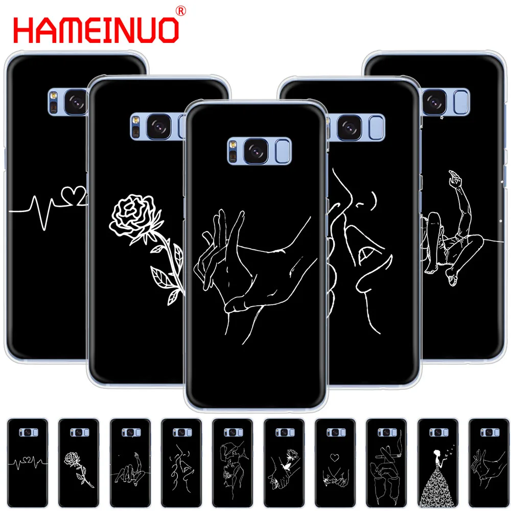

Art White Line Kiss Love Heart Flower Rose Girl cell phone case cover for Samsung Galaxy S9 S7 edge PLUS S8 S6 S5 S4 S3 MINI
