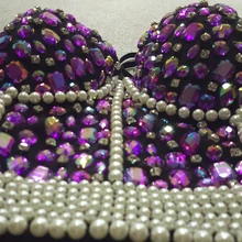 Высокое качество сексуальный Радужный полосатый ночной клуб бюстгальтер Топ кристалл горный хрусталь вышитые майка украшенный жемчугом бюстье обрезанный Топ