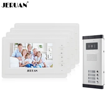 

JERUAN New 7" Video Intercom Apartment Door Phone System 4 White Monitor 1 HD Camera for 4 Household In Stock Wholesale