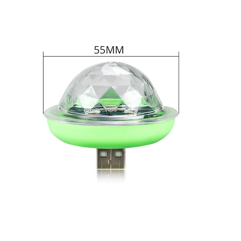 Мобильный телефон USB светодиодный светильник для сцены с музыкальным датчиком портативный 5 в RGB Хрустальный Магический шар светодиодный диско-сценический светильник для DJ для домашнего клуба Вечерние - Цвет: USB Green Shell