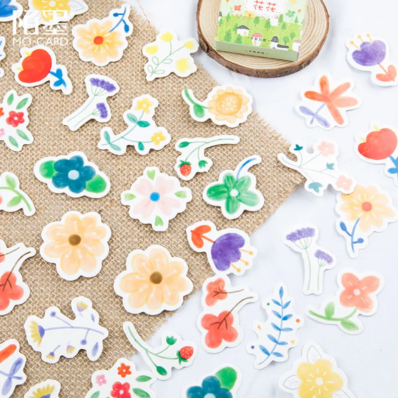 

46 pcs/ box Flowers in Spring Decorative Stationery Stickers Adhesive Stickers DIY Decoration Diary sticker kawaii Label sticker