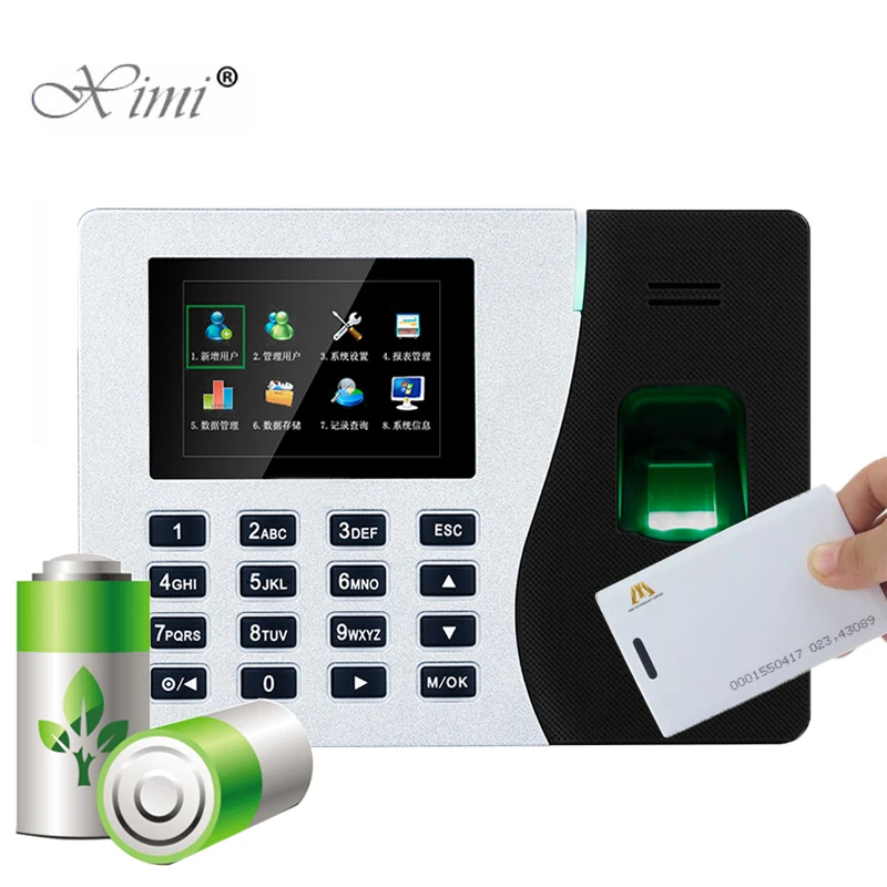 

K14 TCP/IP Biometric Fingerprint Time Attendance With RFID Card Reader Time Clock Time Attendance Recorder With Built-in Battery
