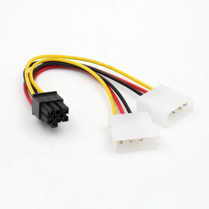 5pcs/lot Dual 4 Pin to 6 Molex PCI-E External Graphics Card Power Cable Converter Adapter High Quality | Компьютеры и офис
