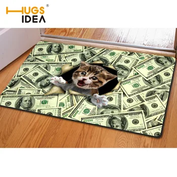 

HUGSIDEA Creative 3D Cat /Money Carpet Rugs Floor Mat Funny Play Dog Carpets for Living Room Kids Bedroom non-slip Karpet Rugs