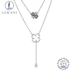 LEKANI Кристалл из Swarovski 925 стерлингового серебра ожерелье Мода Романтический Клевер изящное подвесное ожерелье ювелирные изделия
