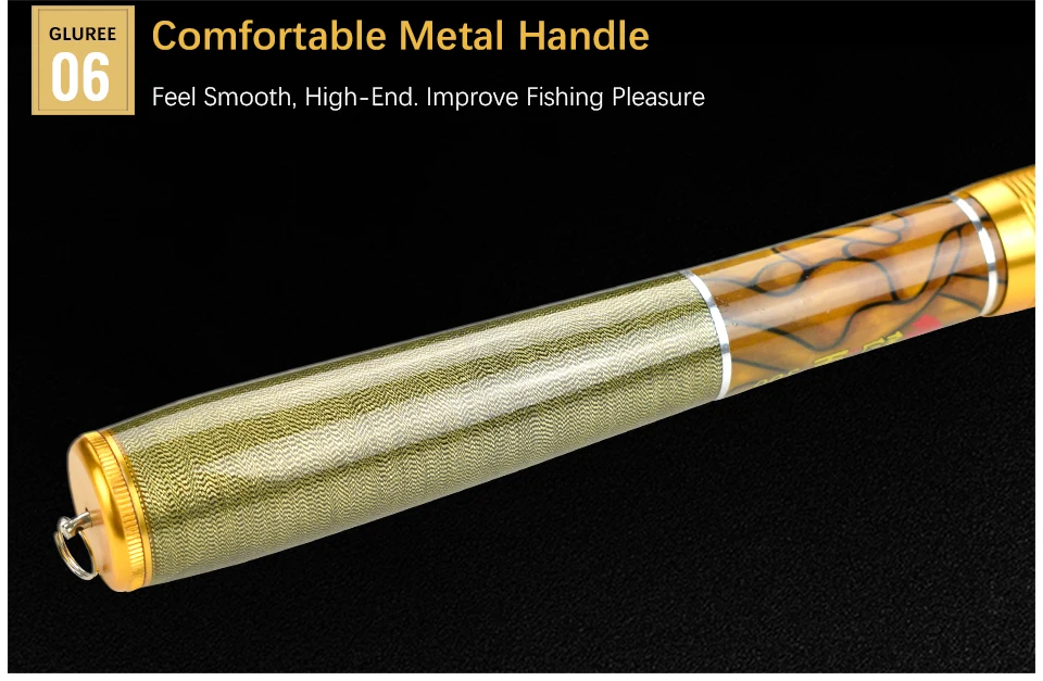 GLUREE 99%Carbon Portable Telescopic Spinning Fishing Rod Sea Hand Pole 1.82.12.42.73.0M Ocean Rod Tackle Wood Grain Handle (15)