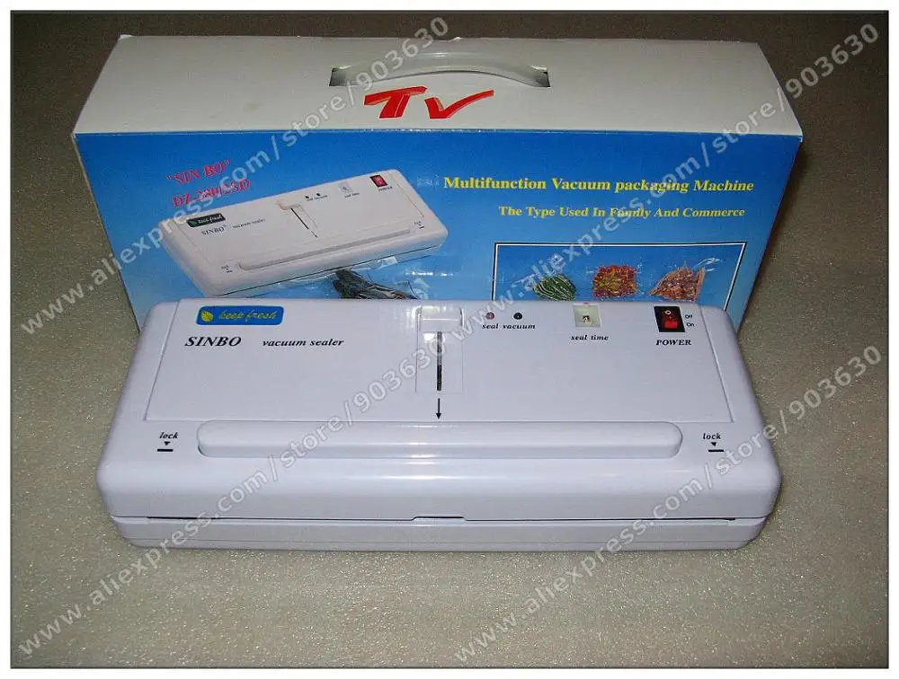 Free shipping 220V/110V SINBO DZ-280 Household food Vacuum Food Sealer Machine with 10pcs Plastic Bag,Vacuum Sealing Machine