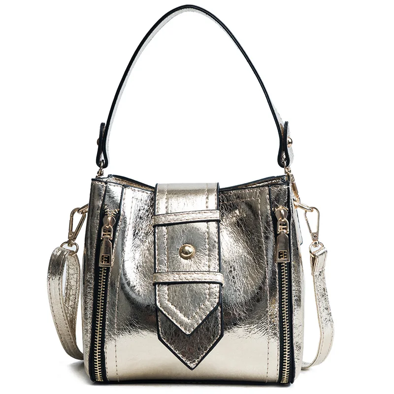 Women Leather Handbags Casual Black Tote bags Crossbody Bag TOP-handle bag PU Leather Women Handbag sac a main double zipper double handle iridescence tote bag