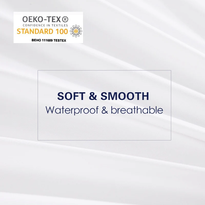  Smooth Waterproof Mattress Protector Cover For Bed Solid White Wetting Breathable Hypoallergenic Pr