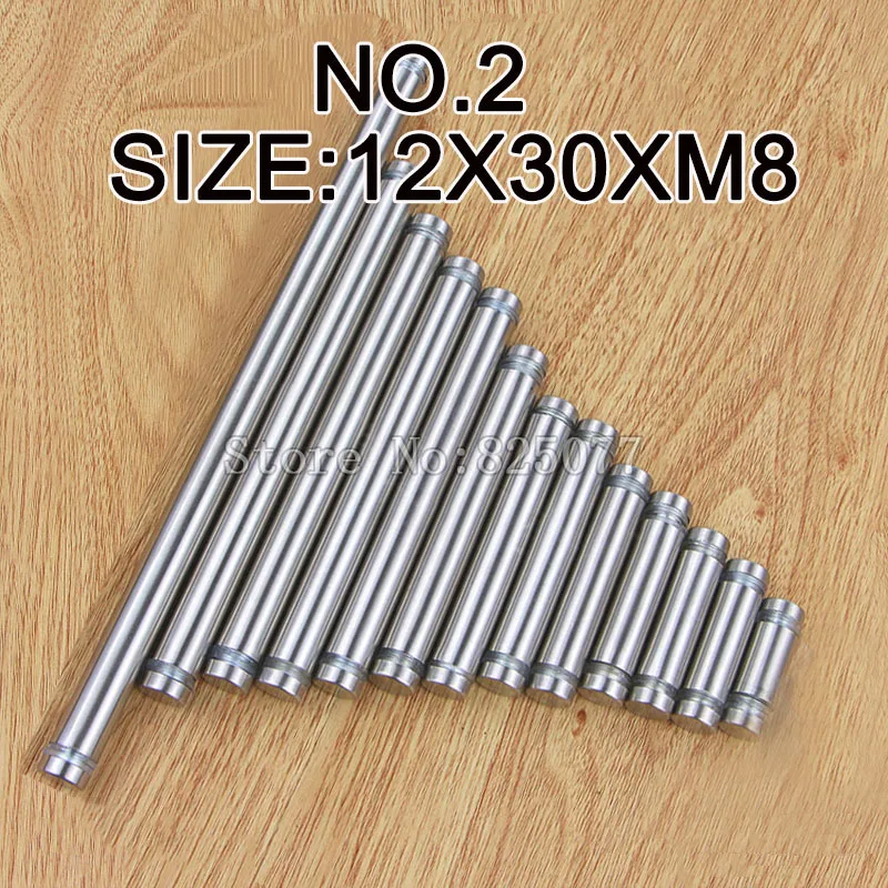 

DHL 100PCS Diameter 12x30mm Stainless Steel Double Head Hollow Screw Acrylic Billboard Advertisement Fixing Screw KF973