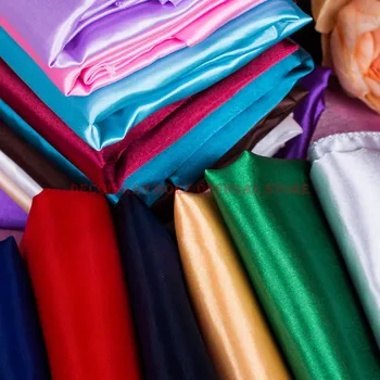 

10M/LOT Wholesale Polyester Silk Satin Fabric For Wedding Banquet Decoration Plain Dyed Shiny Fabrics Solid White Pink DIY 70GSM