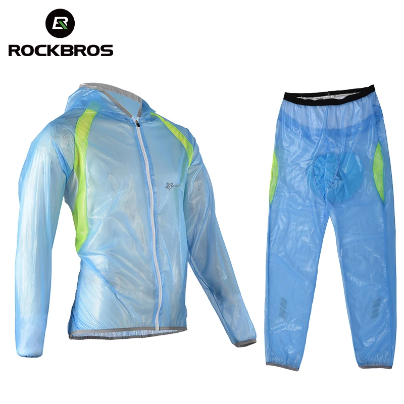 ROCKBROS Cycling Bicycle Raincoat Suit MTB Bike Climbing Fishing Rainproof Super Light Jersey Pants Outdoor Sport