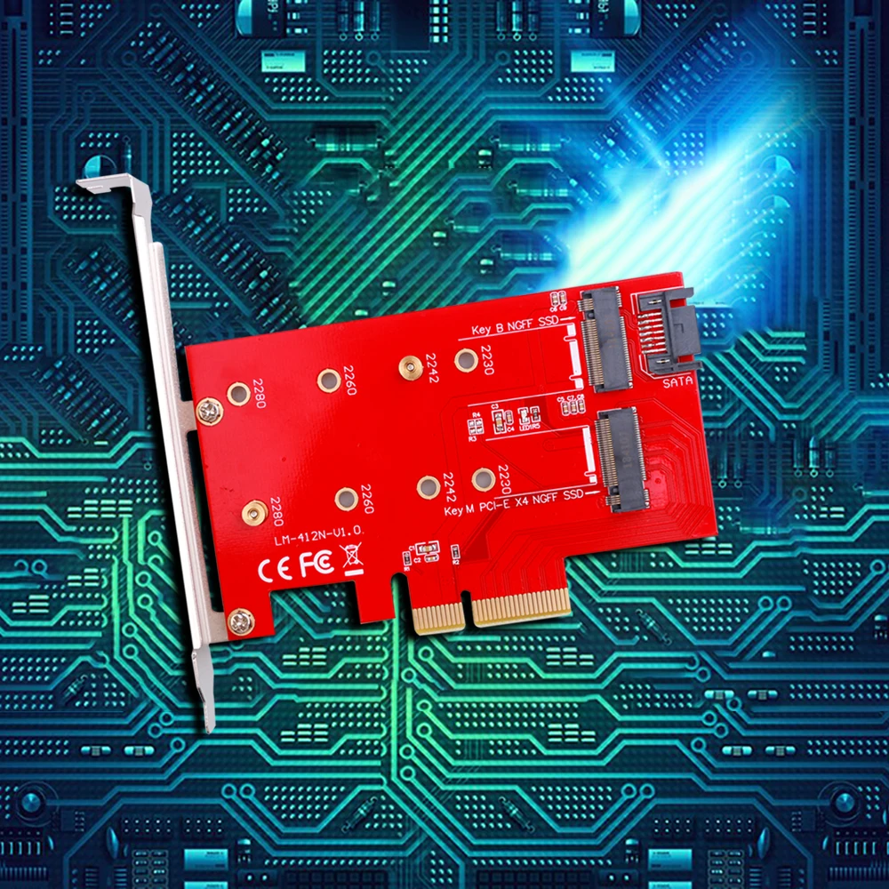 Адаптер NGFF на PCIE X4 ключ M B карта двойного интерфейса M.2 NVMe расширенный SSD поддержка
