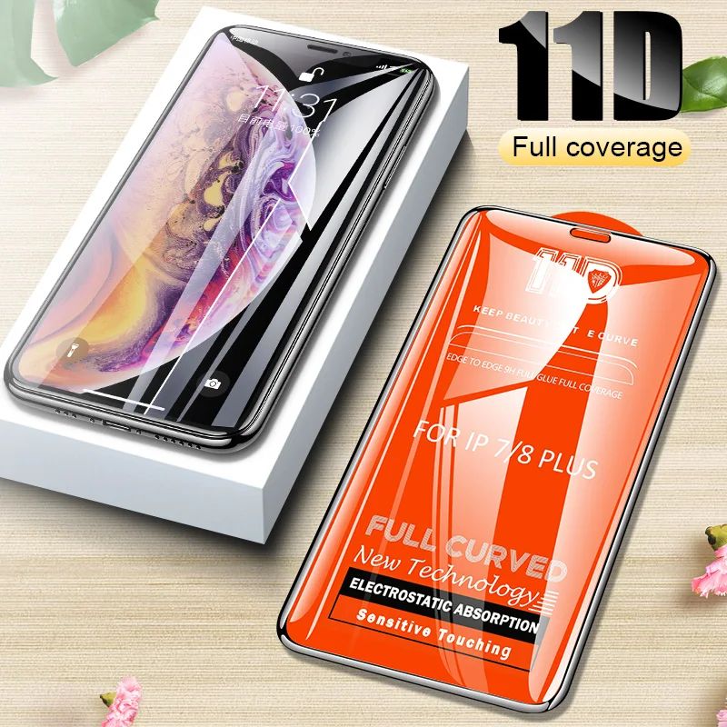 

11D Curved Edge Protective Glass For iPhone XS Max XR X Full Screen Tempered Glass Film For iPhone 8 7 6 6s Plus 100pcs/Lot DHL