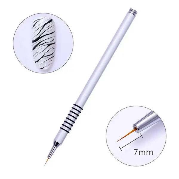 УФ-гель-лайнер для рисования, кисть для рисования цветами, акриловая ручка 11 мм/9 мм/7 мм, набор серебряных ручек, инструмент для маникюра, дизайна ногтей, 1 украшение для ПК - Цвет: 7mm