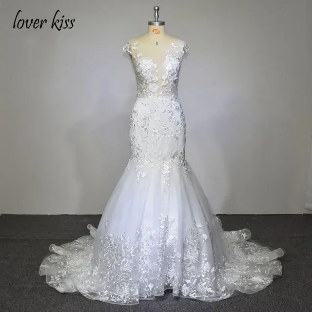 Lover Kiss Wedding Dress 2017 Luxury Y Strapless O Neck Lace Lover Kiss Wedding Dress 2017 Luxury Y Strapless O Neck Lace Liques Court Train Mermaid Bridal