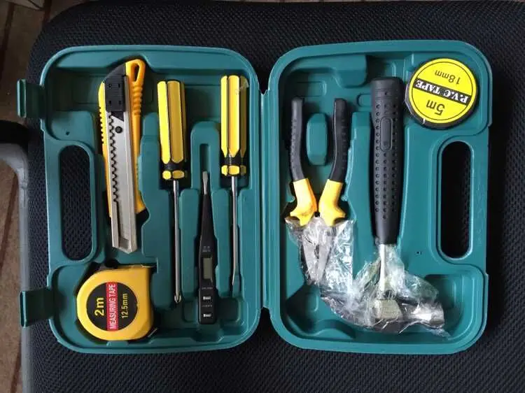 

SAT0040 Cheap Car hardware tools household composition toolbox with hammer and tool set tool
