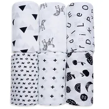 Бамбуковое детское одеяло хлопок Мягкая Младенческая муслиновая пеленка черно-белая серия модная коляска для Новорожденных Обертывание детская кровать аксессуары
