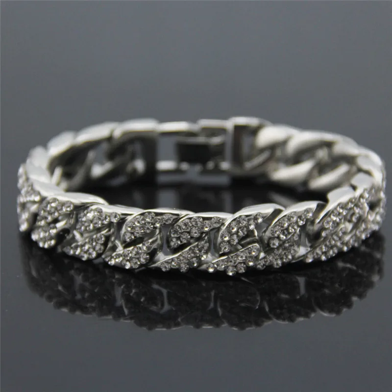 6/7/8/9inch Miami Curb Cuban Bracelet For Men Hip Hop Iced Out Paved Rhinestones Cz Rapper Women Jewelry | Украшения и аксессуары