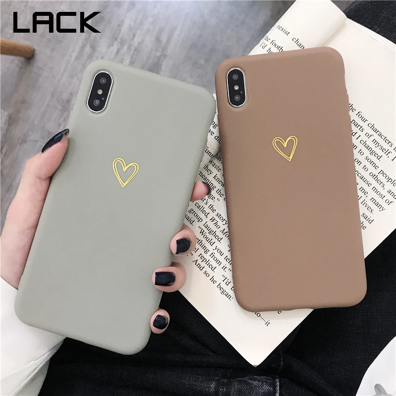 

LACK Cute Couples Love Heart Phone Case For iphone X XR XS Max Fashion brown gray Soft TPU Back Cover For iphone 6 6S 7 8 PLus