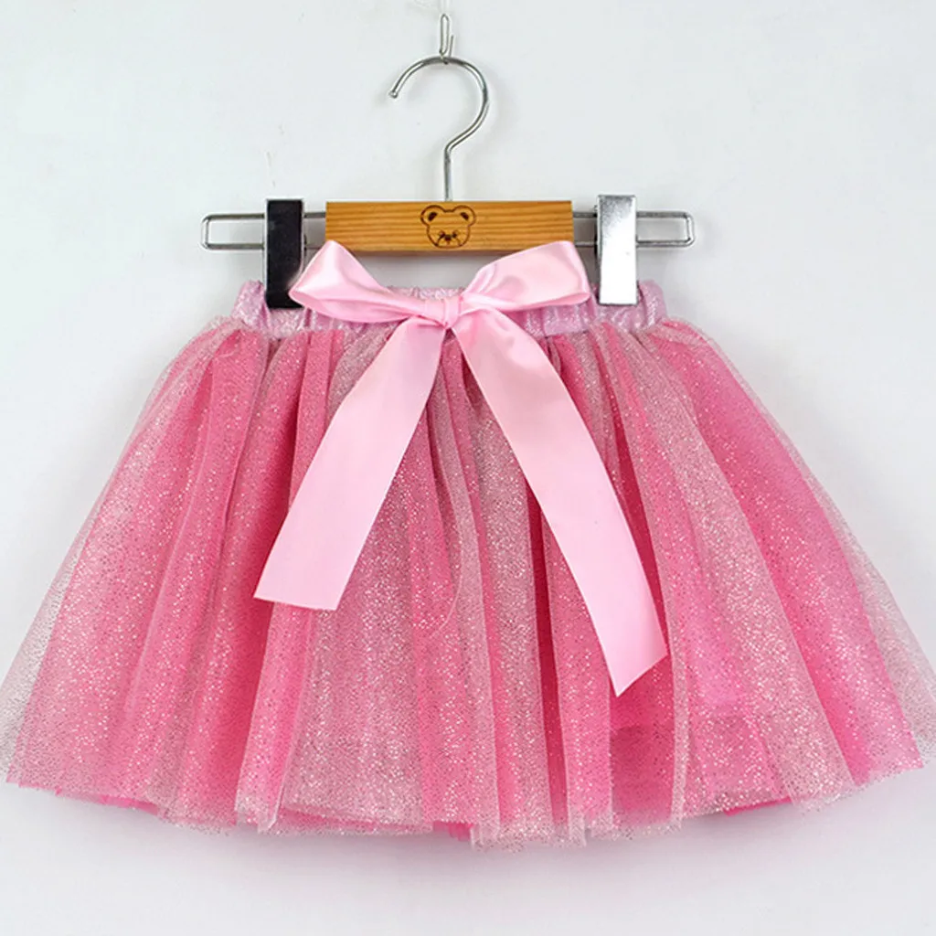 Г. Детская юбка для девочек юбка-американка из тюля с блестками и звездами юбка-пачка с бантом Одежда для танцев, детская юбка-американка из шифона - Цвет: Розово-красный