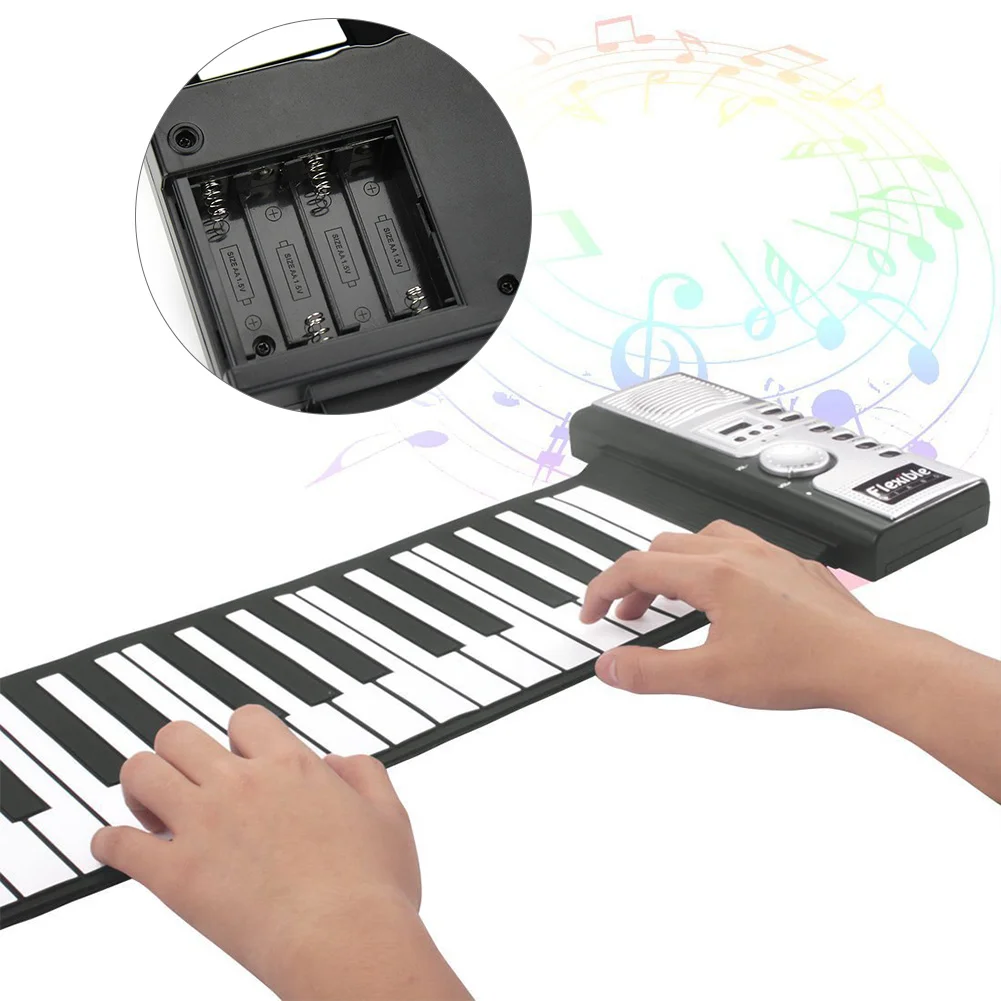Силиконовая клавиатура детские складные мягкие пианино электрические гибкие цифровые 61 клавиши рулон