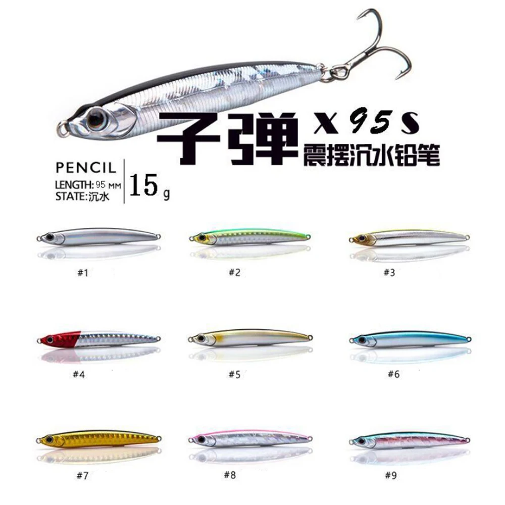 

Sinking Pencil Fishing Lures baits 70mm/9g 95mm/15g Wobblers Sinking Needle Stick Lure swimbait shot trolling Wobbler leurre