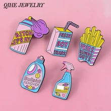 Joyería qihe colección de pins feministas ~ joyería femenina divertida removedor de repelente azul Rosa lindo esmalte en aerosol insignias broche