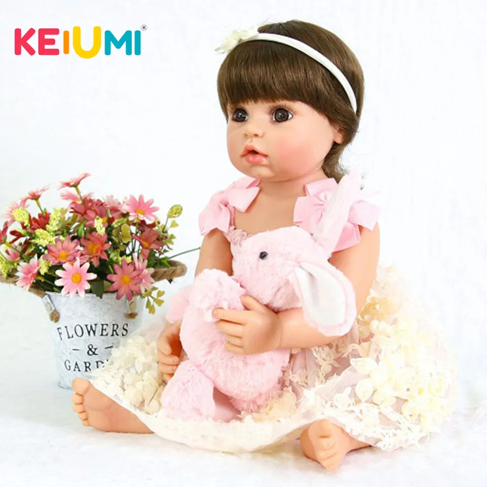 

KEIUMI Boneca Reborn 22 inch Full Silicone Vinyl Reborn Babies Dolls 55 cm Fashion Baby Girl Kids Playmates Real Princess Toys