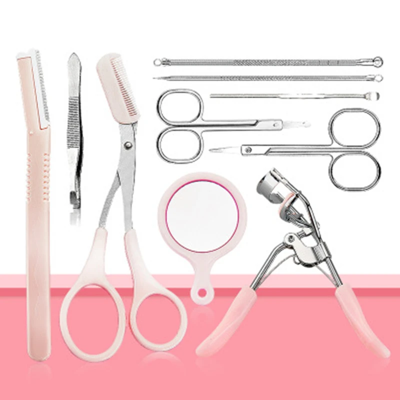 10pcs/set 10 In 1 Eyebrow Shaping Tool Eyelash Curler Beauty Shaving Scissors Cosmetic Set AA0565 | Красота и здоровье