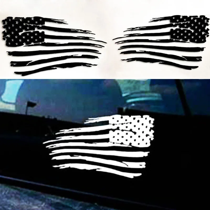 

15.2x8.2CM American Flag Car Sticker Country Vinyl Car Rear View Mirror Reflective Car Styling for Jeep Chevrolet Ford