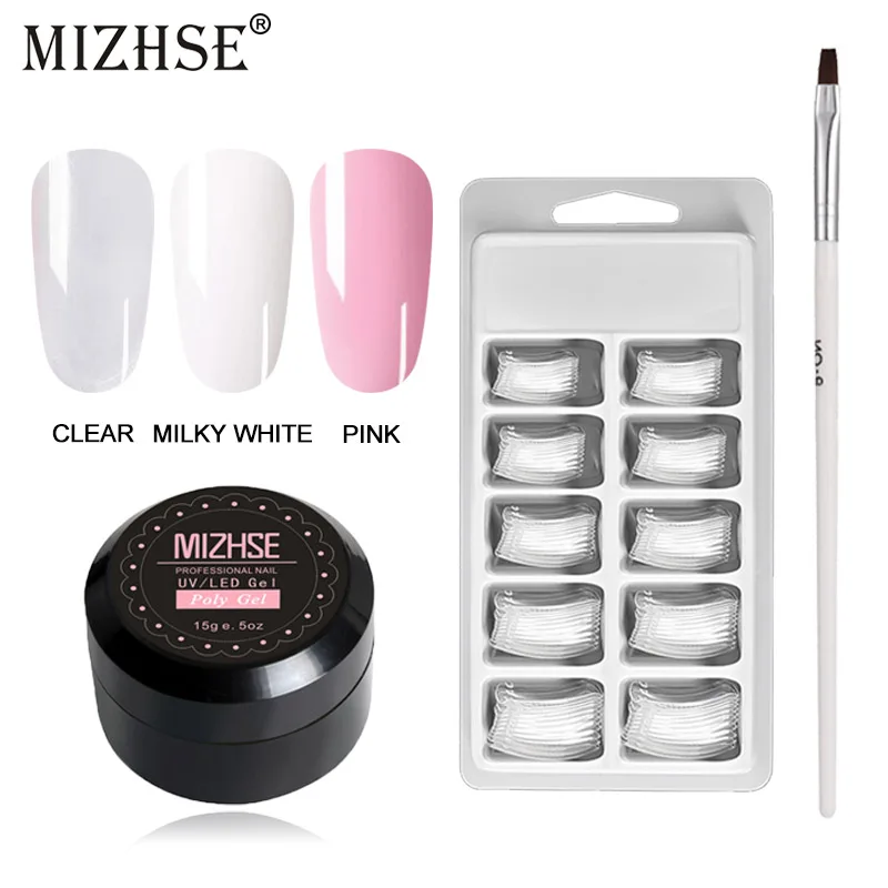 MIZHSE UV Gel Poly Gel Nails Poly Gel Kit UV LED Painting Lacquer Acrylic Gel For Nail Extension Crystal UV Resin Builder Gellak - Цвет: 3pcs ad Mold ad Pen