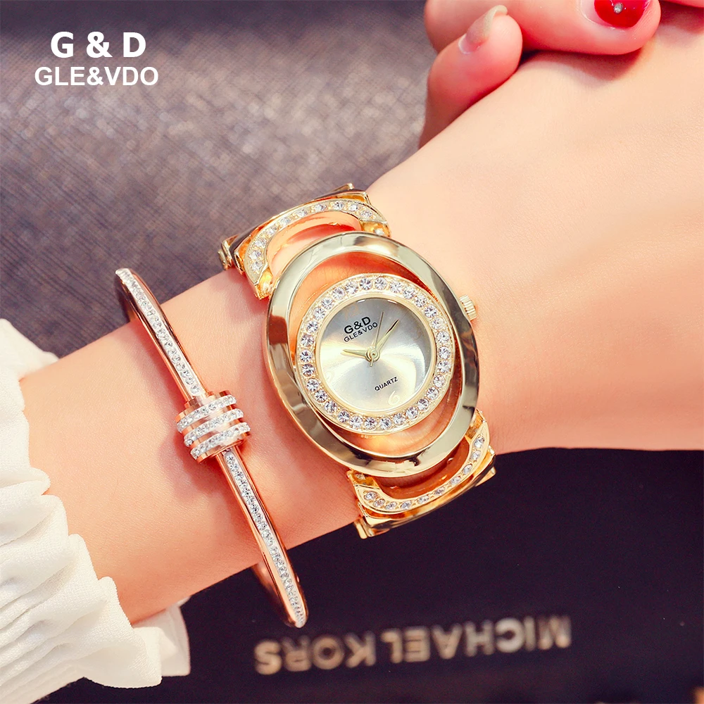 G &amp D 2018 Relogio Feminino роскошные женские часы-браслет с кристаллами наручные часы