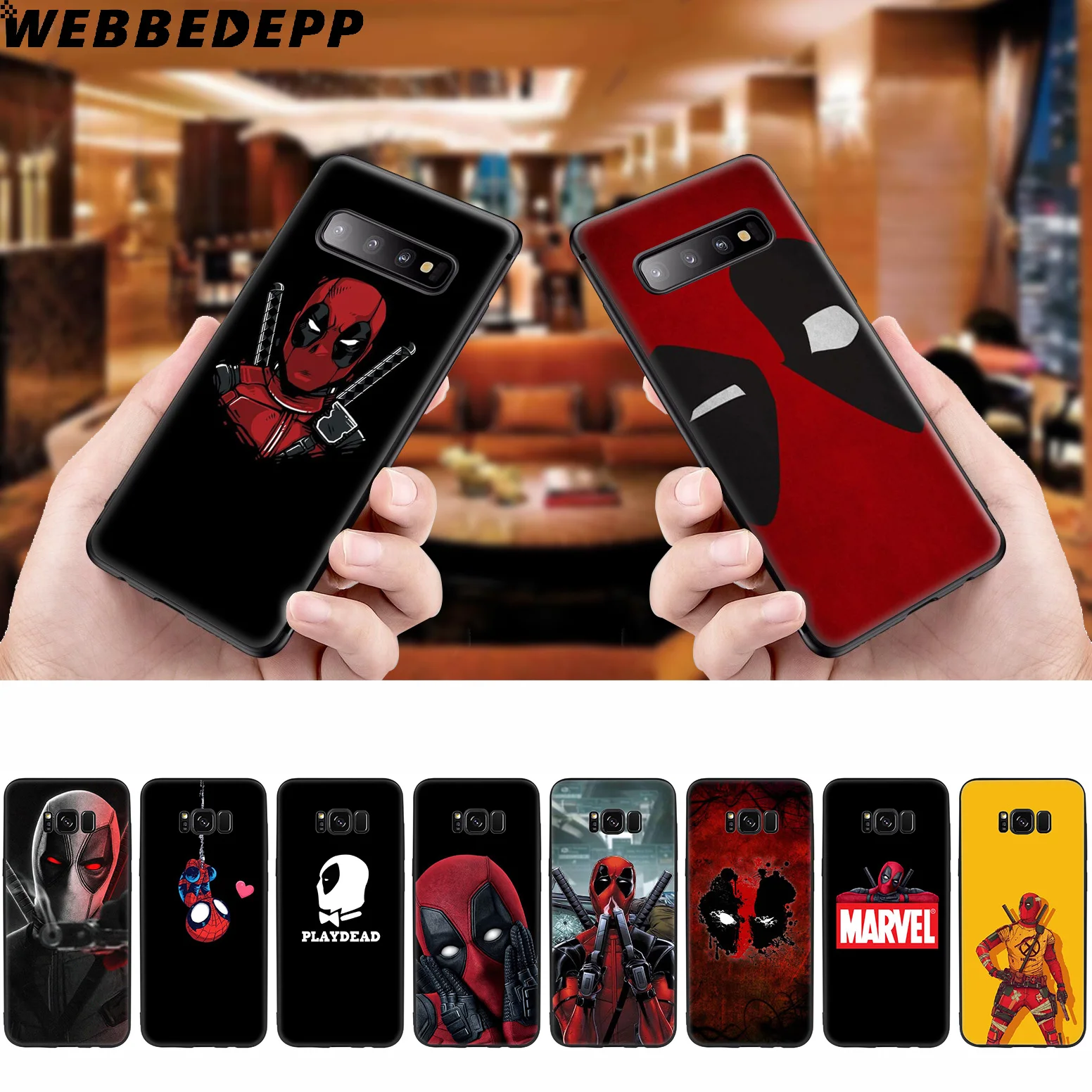 

WEBBEDEPP Deadpool Dead Pool Cool Soft Case for Samsung Galaxy S10 S10e S9 S8 Plus S7 S6 Edge S9 Plus & J6 2018 Note 10 Plus 9 8